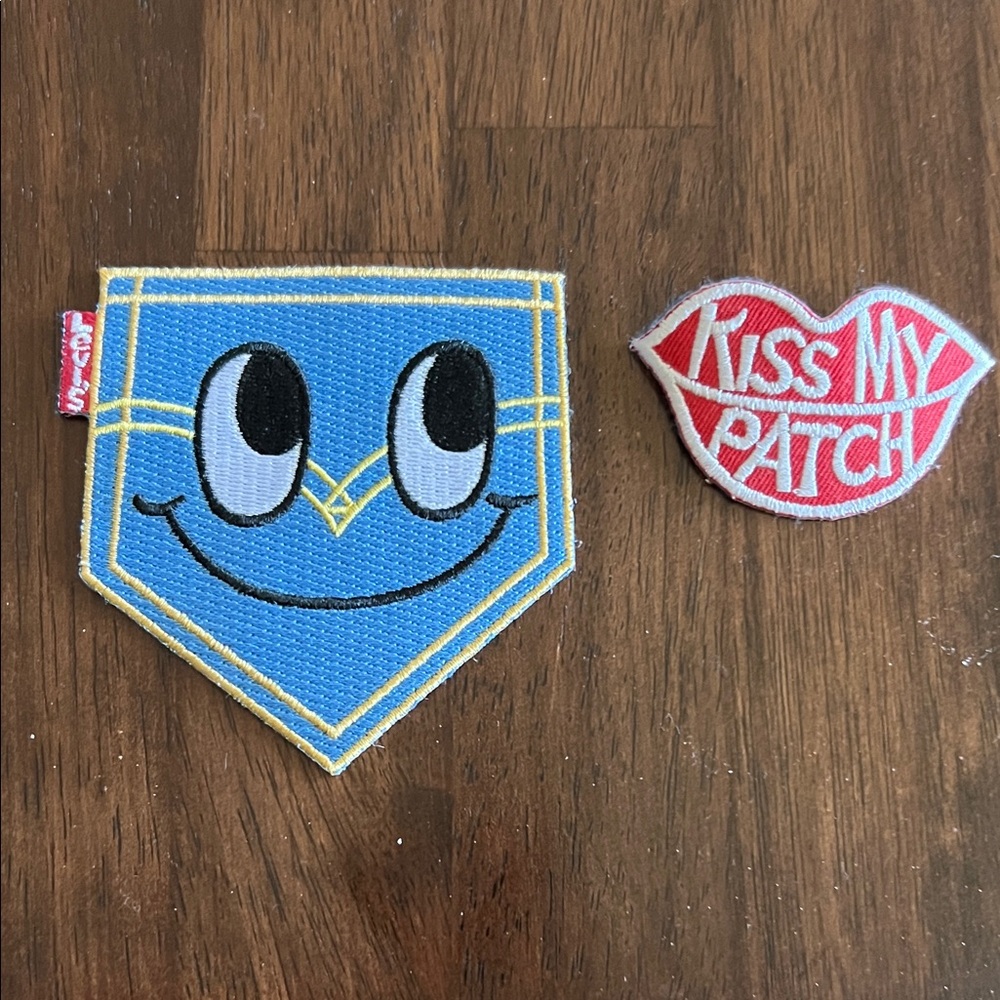 Levi's Blue & Yellow Smiling Pocket Iron-On Patch  & Kiss my Patch Lips
